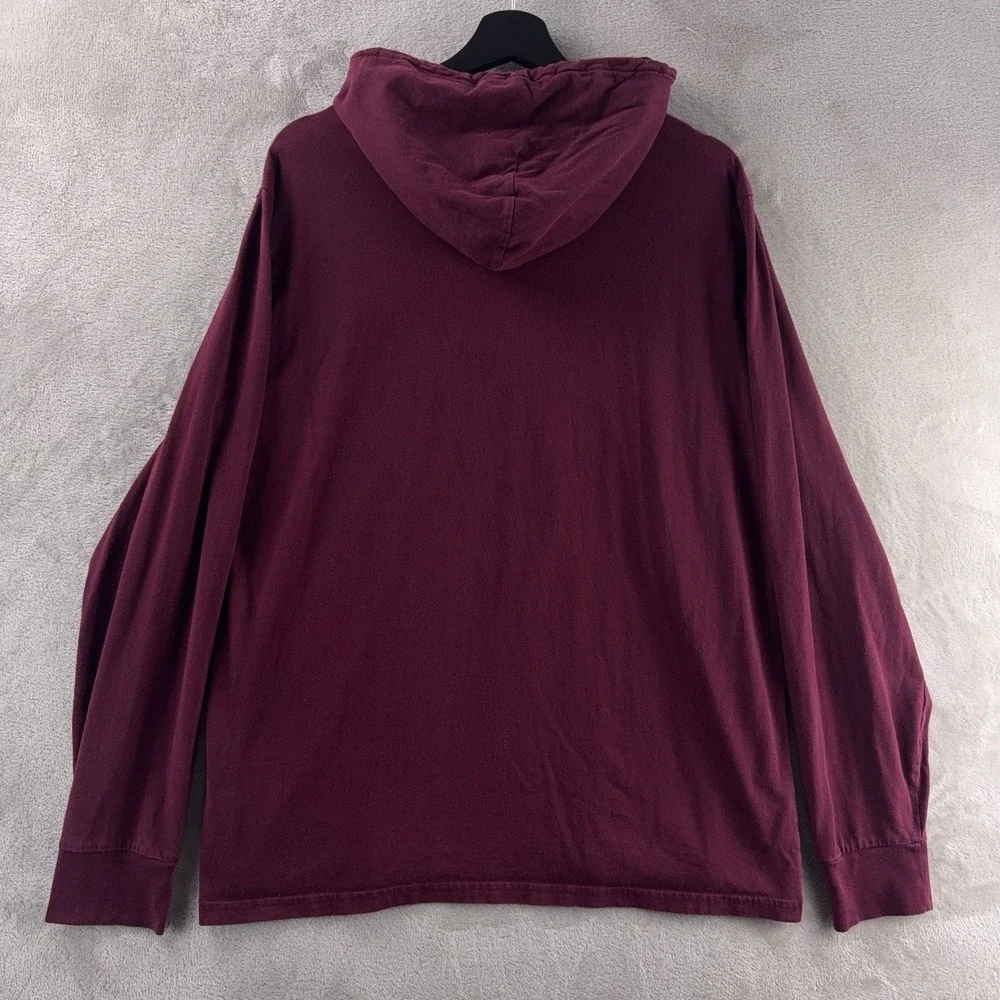 Polo Ralph Lauren Hooded Jersey T Shirt Mens Size Large Burgundy Casual Preppy‎